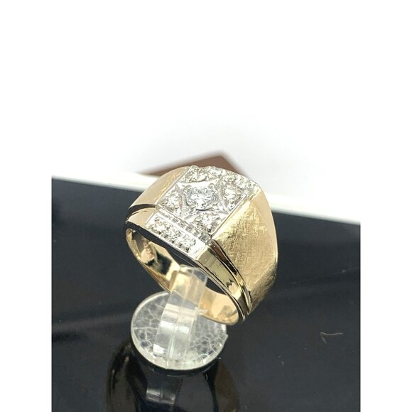 Men's Ring 14k Yellow Gold Diamond 0.50ctw Statement Cocktail Estate Size 11.5 - Picture 14 of 14
